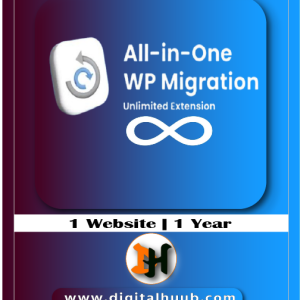 All-in-One WP Migration Unlimited Extension plugin dashboard interface on DigitalHuub