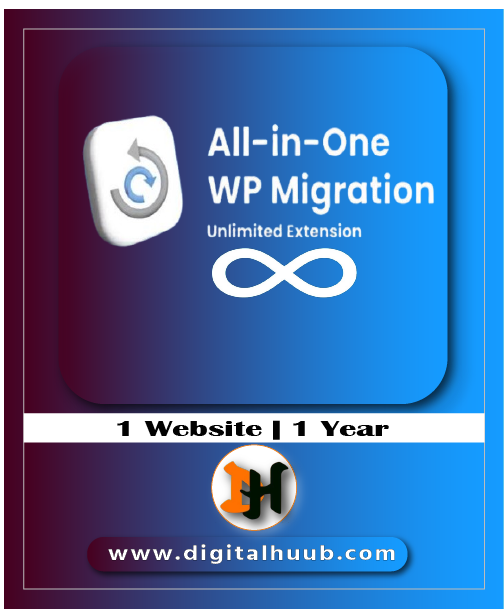 All-in-One WP Migration Unlimited Extension All-in-One WP Migration Unlimited Extension plugin dashboard interface on DigitalHuub