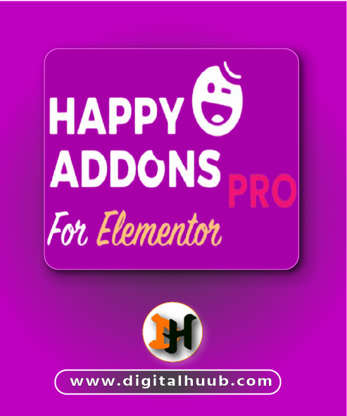 Happy Addons Pro for Elementor Happy Addons Pro for Elementor dashboard showing interactive design widgets, cross-domain copy-paste feature, and preset design templates on DigitalHuub