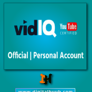 vidIQ AI Subscription in Bangladesh dashboard showing YouTube SEO keyword research, AI generator, and channel analytics on DigitalHuub