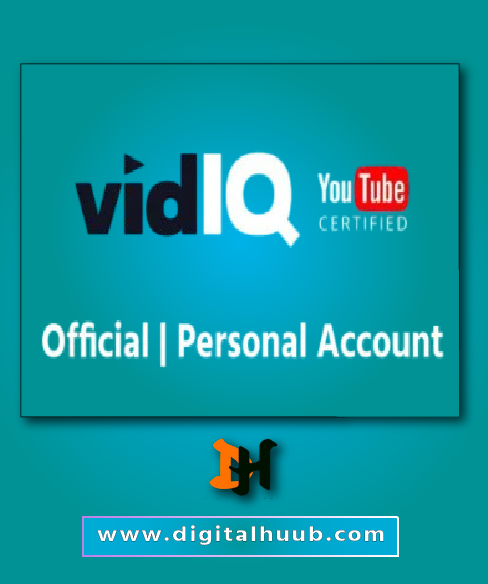 vidIQ AI Subscription in Bangladesh dashboard showing YouTube SEO keyword research, AI generator, and channel analytics on DigitalHuub